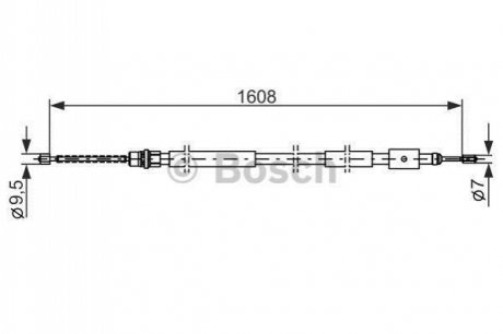 1987477435 BOSCH BOSCH трос ручного гальма задн. лів. PEUGEOT 306