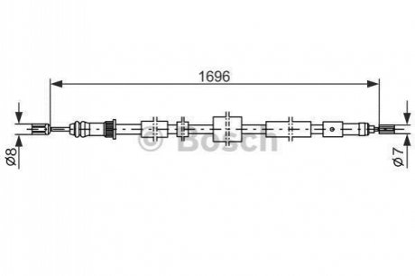 1987477431 BOSCH BOSCH трос ручного гальма задн. лів. PEUGEOT 306