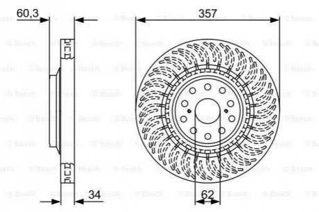 0986479V64 BOSCH BOSCH диск гальм. передн. прав. LEXUS LS 06-