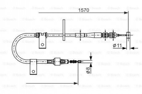 1987477875 BOSCH BOSCH SUZUKI трос ручн.гальма лів.Jimny 98-