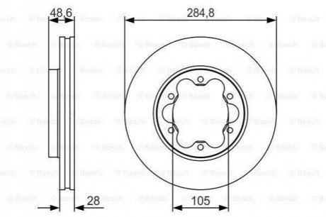 0986479R27 BOSCH BOSCH диск гальм. передн. TOYOTA HIACE 06-