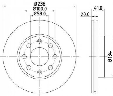 8DD355111-341 HELLA Гальмівний диск перед. Aveo 03- (236x20)