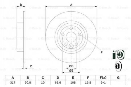 0986479E58 BOSCH BOSCH диск гальм. задн. LAND ROVER 11-