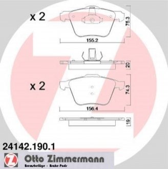 241421901 ZIMMERMANN Колодки гальмівні дискові, к-кт