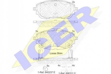 182129 ICER Комплект гальмівних колодок (дискових)