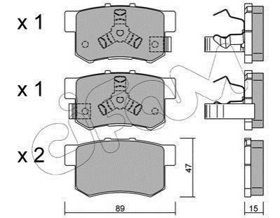 822-173-1 CIFAM Гальмівні колодки зад. Civic 98-/Accord 90-03 (Akebono) (47,8x88,9x14,5)