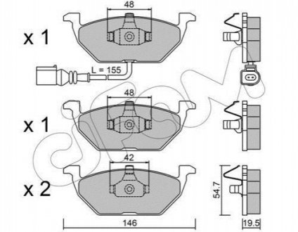 822-211-2 CIFAM Гальмівні колодки передні Caddy III/Golf V/Octavia/A3 03- (з датчиком)