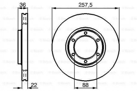 0986478596 BOSCH BOSCH OPEL диск гальмівний передній FRONTERA 91- 257 22 20.6