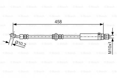 1987481663 BOSCH BOSCH CHEVROLET гальмівний шланг передній, прав. REZZO 05-