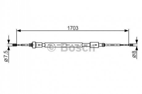 1987482315 BOSCH BOSCH CITROEN трос ручного гальма 1705/880 мм C3 II, DS3