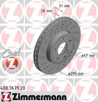 400.3679.20 ZIMMERMANN Диск гальмівний