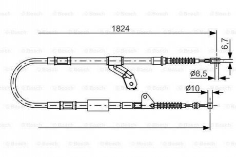 1987482159 BOSCH BOSCH TOYOTA трос ручного гальма AVENSIS 00- прав. (диск)