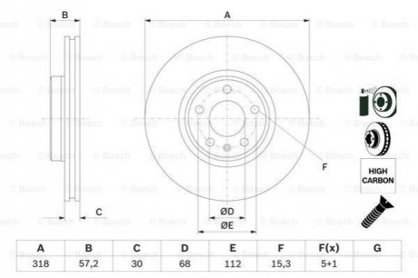 0986479E49 BOSCH BOSCH диск гальм. передн. AUDI A4 Allroad 16-