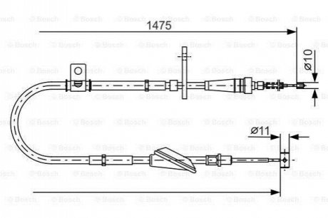 1987482211 BOSCH BOSCH SUZUKI трос ручн.гальма прав.Alto 04-