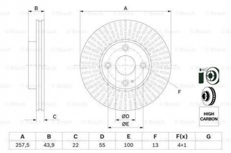 0986479E56 BOSCH BOSCH диск гальм. передн. MAZDA 2 14-