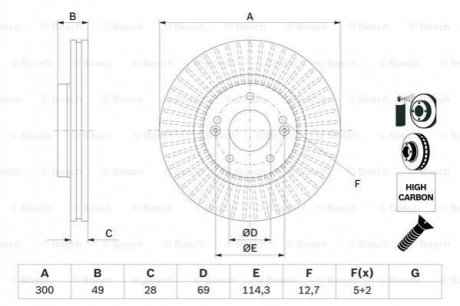 0986479F19 BOSCH Диск гальмівний HYUNDAI/KIA Santa Fe/Sorento \\F \\09>>