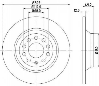 8DD 355 111-181 HELLA HELLA VW Диск тормозной задний AUDI A6 2.0i 2.4i 2.7TDI 2.8FSI 3.0i 05- (302*11.7)