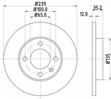 8DD 355 100-131 HELLA HELLA VW Диск тормозной передн.Audi 80,Golf I,II,III,Passat,Vento