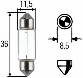 8GM 002 092-123 HELLA HELLA C5W 12V 5W Лампа розжарювання (блістер 2 шт) STANDARD