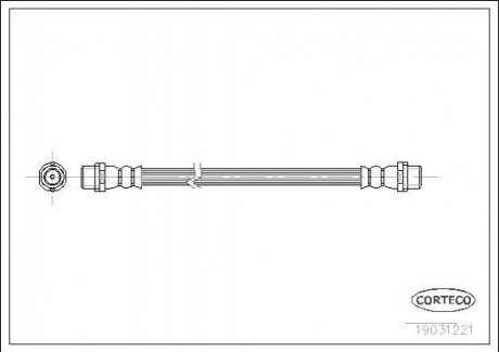 19031221 CORTECO Шланг торм. задний DB412 (+ABS) 235mm