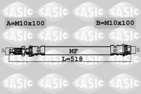 6600009 SASIC Шланг торм. передний (518 мм)