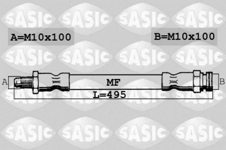 6600016 SASIC Шланг тормозной передний