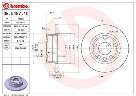 08.5497.10 BREMBO Диск тормозной