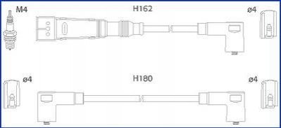 134715 HITACHI HITACHI VW К-кт высоковольтных проводов 80,100,Passat 2.0/2.2