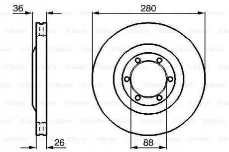 0986478437 BOSCH BOSCH диск гальм.передн.(280*26) вентил.OPEL Frontera,Monterey (без ABS)