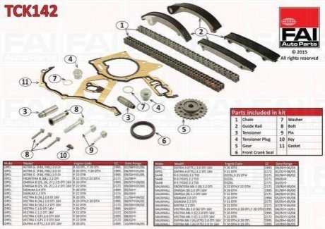 TCK142 FAI FAI OPEL К-кт цепи распредвала Astra G,Frontera B,Omega B,Signum,Vectra B/C,zafira 2.0DI