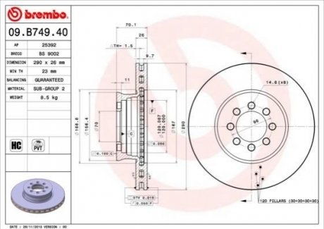 09.B749.40 BREMBO Гальмівний диск