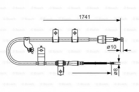 1987482076 BOSCH BOSCH HYUNDAI трос стоян.гальма лів. Santa Fe