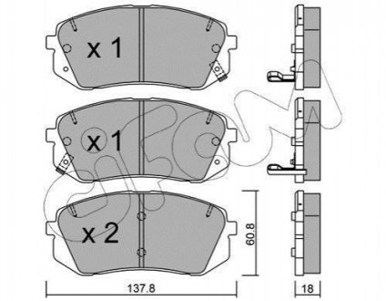 822-783-1 CIFAM CIFAM HYUNDAI Гальмівні колодки KONA (OS, OSE, OSI) EV 18-, SONATA VII (LF) 2.4 14-, TUCSON (TL, TLE) 1.6 CRDi 18-