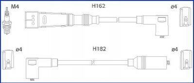 134704 HITACHI HITACHI VW Комплект проводів високої напруги Golf II,Passat 1.0/1.8 80-