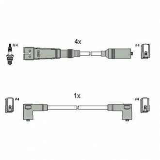 134786 HITACHI HITACHI VW К-кт высоковольтных проводов Golf III,Passat,Vento,Seat 88-