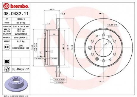 08D43211 BREMBO Гальмівний диск