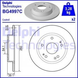 BG4997C Delphi DELPHI диск гальм задн. HONDA CIVIC X