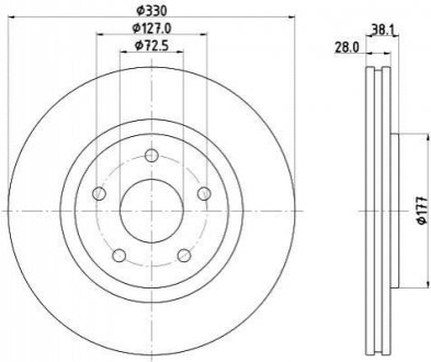 8DD355123-151 HELLA Гальмівний диск перед. Fiat Freemont /Dodge Journey 11- (330x28)