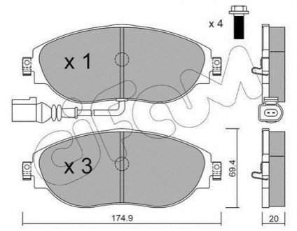 822-952-0 CIFAM CIFAM W К-т передних торм. колодок Golf VII, Passat 10-, SKODA Octavia 12-