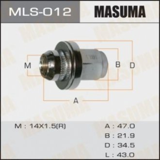 MLS012 MASUMA Гайка колеса 14x1.5Land Cruiserс шайбой D 35mm / под ключ=22мм (MLS012) MASUMA