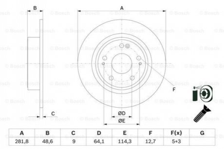 0986479F76 BOSCH BOSCH HONDA диск гальмівний задн. Accord 08-