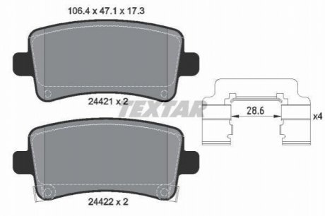 2442102 TEXTAR Комплект гальмівних колодок