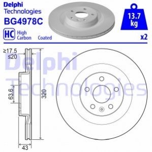 BG4978C Delphi DELPHI диск гальм. задн. VOLVO S60 20-