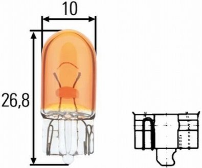 8GP 003 594-543 HELLA HELLA WY5W 12V 5W Лампа розжарювання вказівника повороту (жовтий) STANDARD (блістер 2 шт)