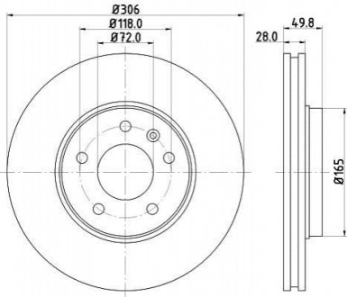 8DD 355 127-801 HELLA HELLA RENAULT Диск тормозной передн. (High Carbon) Trafic II, Opel Vivaro 01-