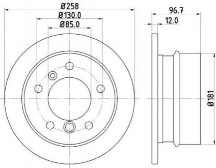 8DD 355 128-401 HELLA HELLA DB диск гальмівний задн. (PRO High Carbon) Sprinter VW LT 96- (258*12)