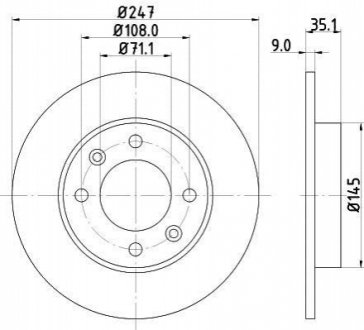 8DD 355 108-391 HELLA HELLA CITROEN гальмівний диск задній Berlingo, C2, C3, C4