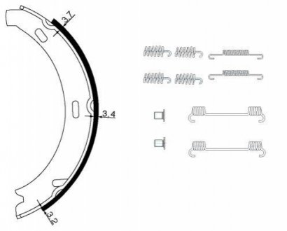 8DA 355 050-431 HELLA HELLA DB Щоки ручного гальма DB203 (164*20) з кріпленням.