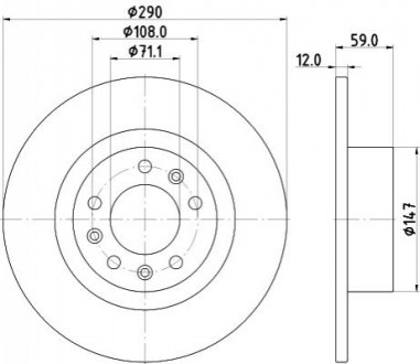 8DD 355 132-841 HELLA HELLA PEUGEOT Диск гальмівний задн. 508 2.0 14-18