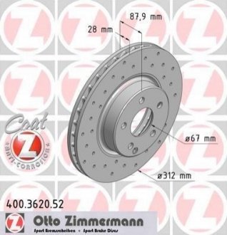 400362052 ZIMMERMANN Диск гальмівний SPORT Z